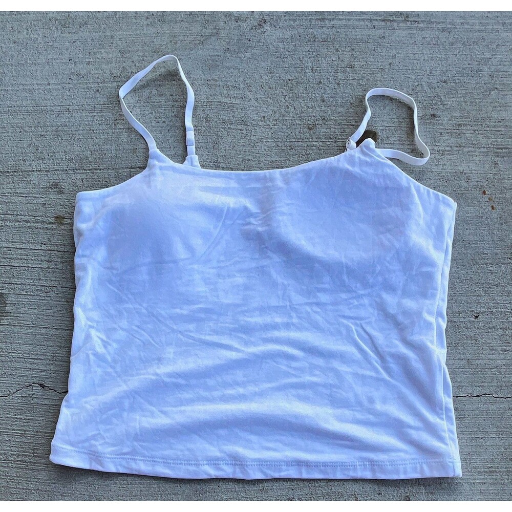 Tahari Women's White Solid Camisole Tank Top Womens Medium Adjustable Basics